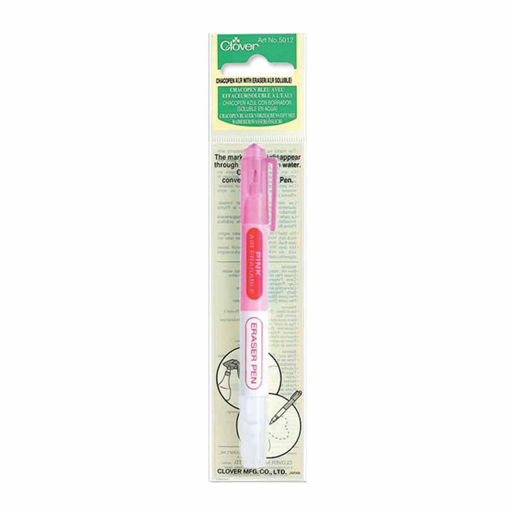 CLOVER 5012 Chacopen Pink Air Erasable Dual Tip Pen With Eraser