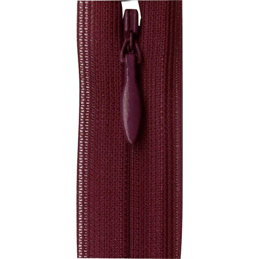 Invisible Closed End Zipper 60cm (24″) - Burgundy