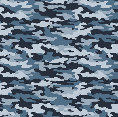 Camo - Blue - Cotton Poplin - Camouflage – Riverside Fabrics