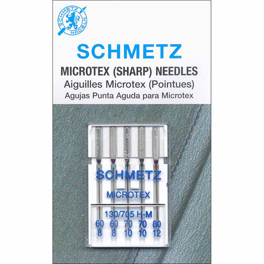SCHMETZ #1839 Microtex Needles Carded - 60/8 x 2, 70/10 x 2, 80/12 Assorted Sizes - 5 count
