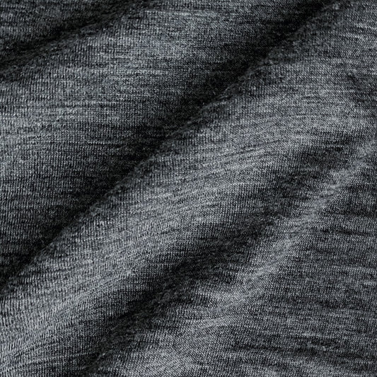 Merino Wool Blend Fabric With Lycra 4 Way Stretch Ponte Knit Interlock  350gsm Charcoal Heather EZ19 