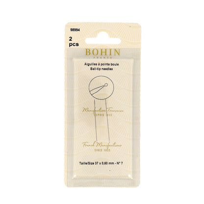 Bohin Ball Tip Needles for Knits OR extra fine fabrics - 1-1/2in x 0.60mm 2pk