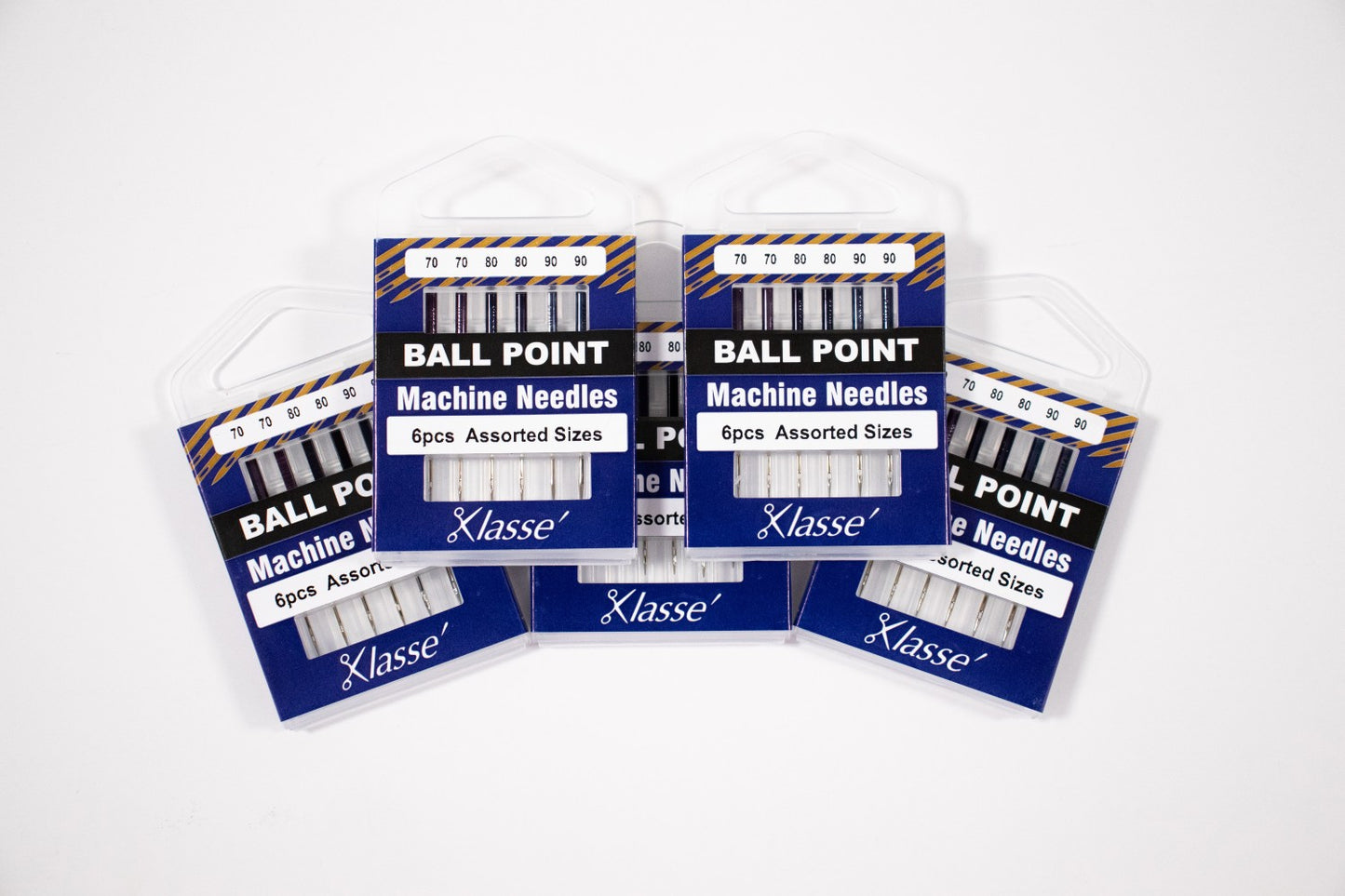 KLASSE´ Ball Point Needles Carded - Assorted Sizes 70/10, 80/12, 90/14 - 6 count, 2 of each size