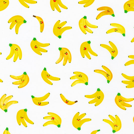 Bananas - White - Ann Kelle -  Digital Print - Cotton Fabric
