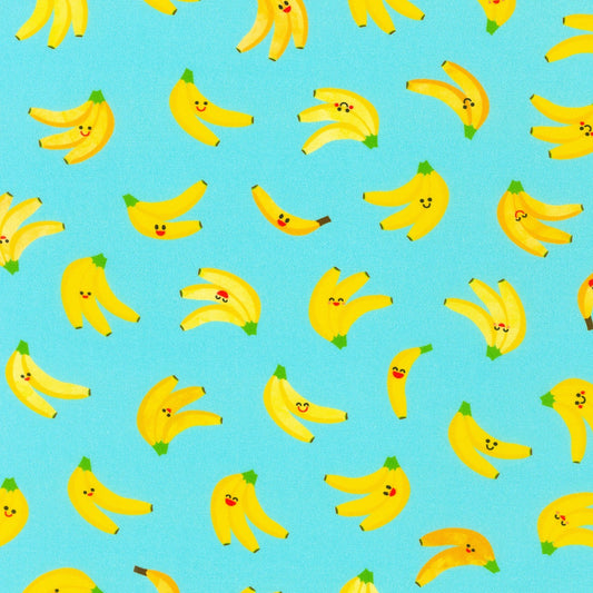 Bananas - Blue - Ann Kelle  - Digital Print - Cotton Fabric