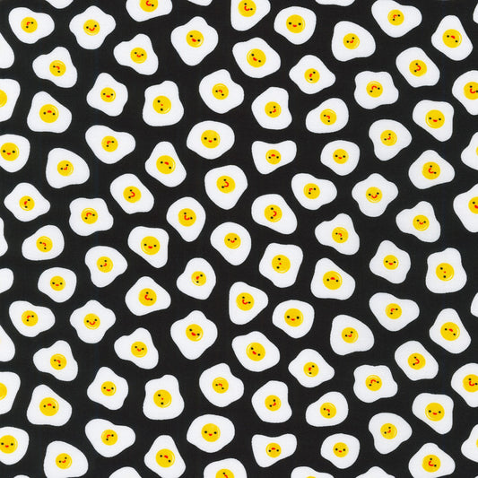 Eggs - Farm to Table - Black - Ann Kelle - Digital Print - Cotton Fabric