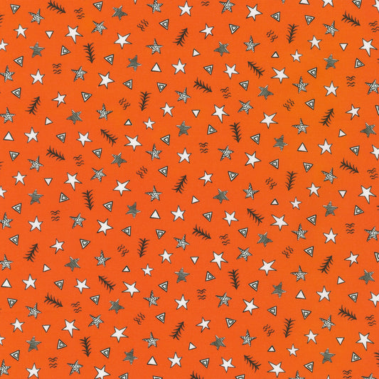 Stars - Neighborhood Pals by Farida Zaman - Orange - Cotton Fabric