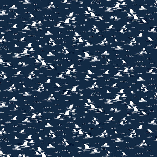 Shark Fins - Nautical - Cotton Fabric