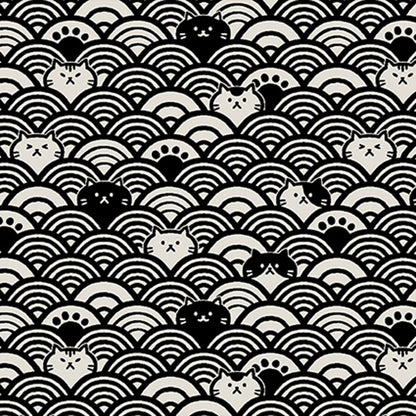 Fuku II - Cats and Waves - Cotton Dobby Fabric