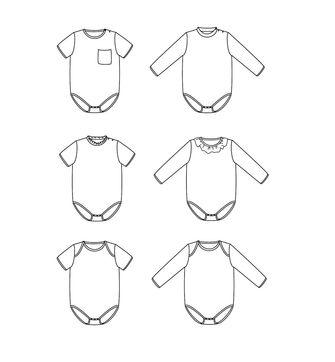 Ikatee - MALMO Baby onesie 1M-4Y - Paper Sewing Pattern