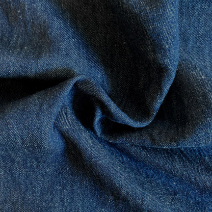 Light Weight Hemp Organic Cotton Denim Fabric - Indigo Dyed Medium Dark Blue