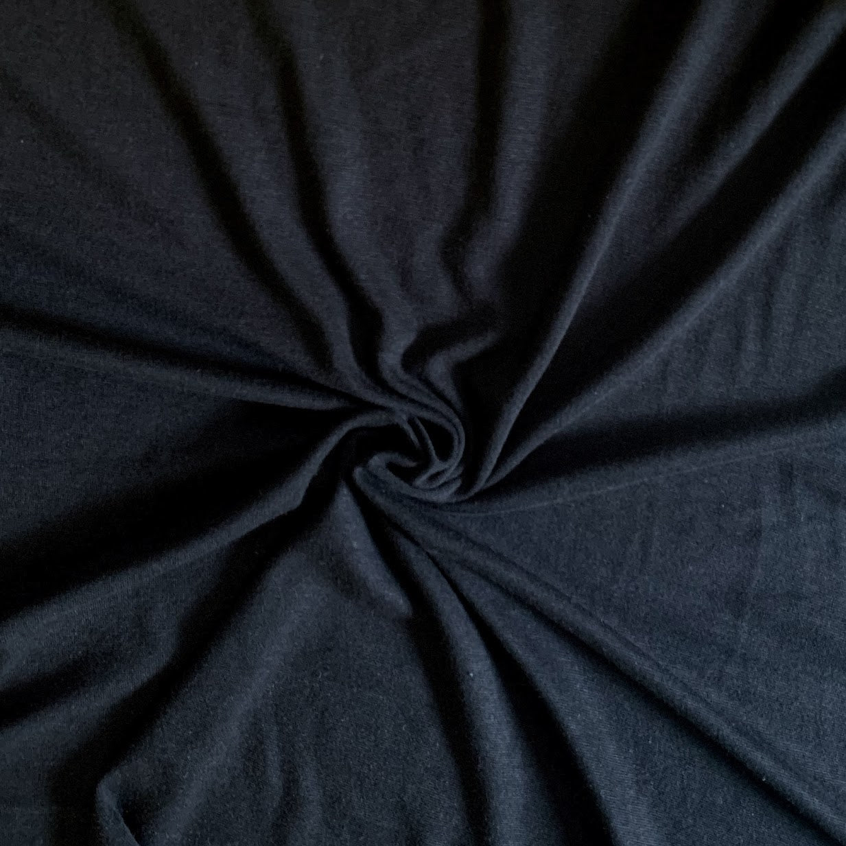 Bamboo Cotton 1x1 Rib Knit Fabric - Black