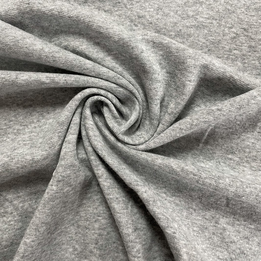 Cotton Spandex 1x1 Rib Knit Fabric - Heather Grey - Deadstock