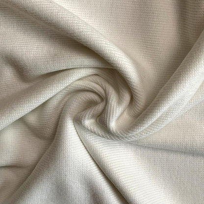 Bamboo Cotton Rib 2x2 - Ivory - Off White Ribbed Knit