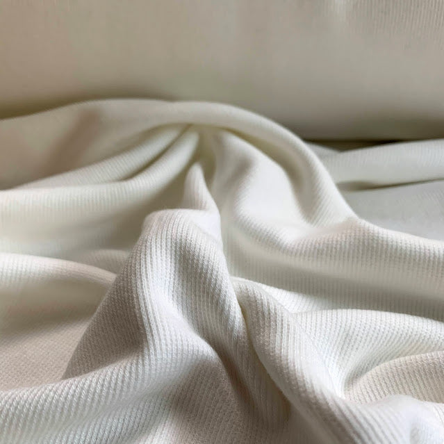 Bamboo Cotton Rib 2x2 - Ivory - Off White Ribbed Knit