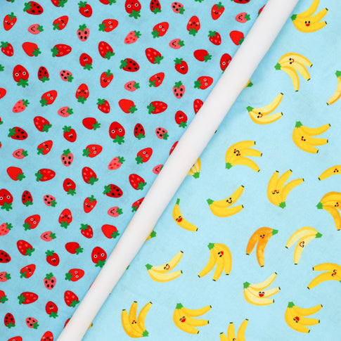 Bananas - Blue - Ann Kelle  - Digital Print - Cotton Fabric