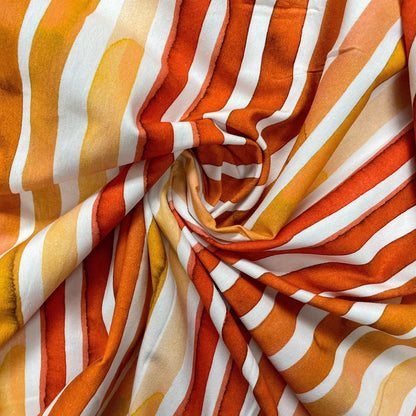 Stripes - Red Orange - Digital Print - GOTS Certified Organic Cotton Euro Jersey Knit