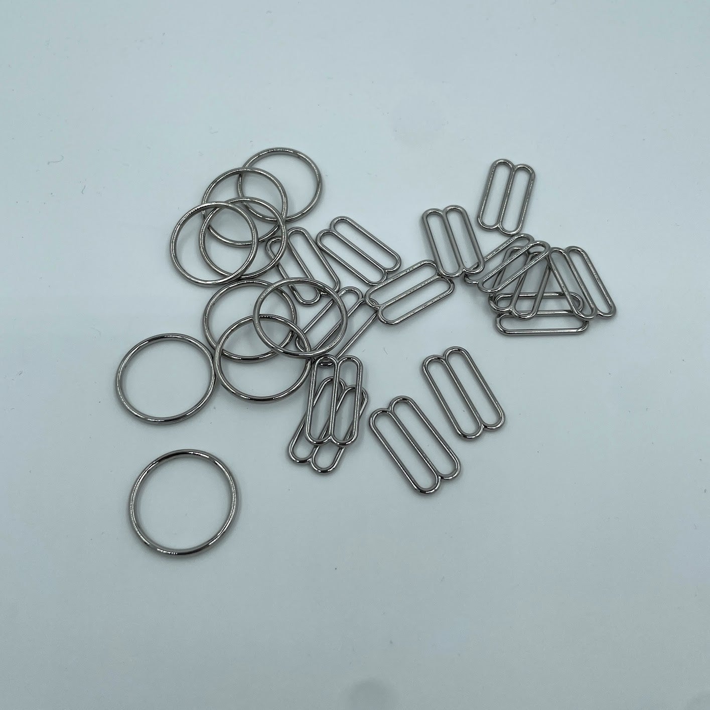 Nickel Rings and Sliders for 20mm Bra Elastic - per Pair
