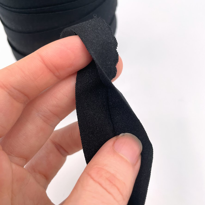 3/4" (19mm) Pre-Folded Scalloped Matte Black Elastic