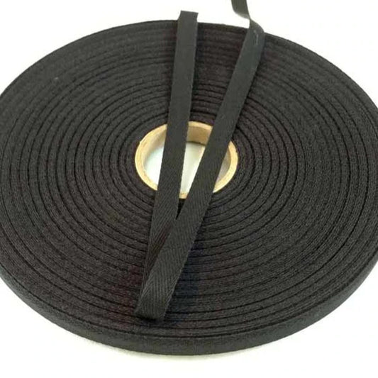 10mm (3/8") Herringbone Twill Tape 100% Cotton - Black