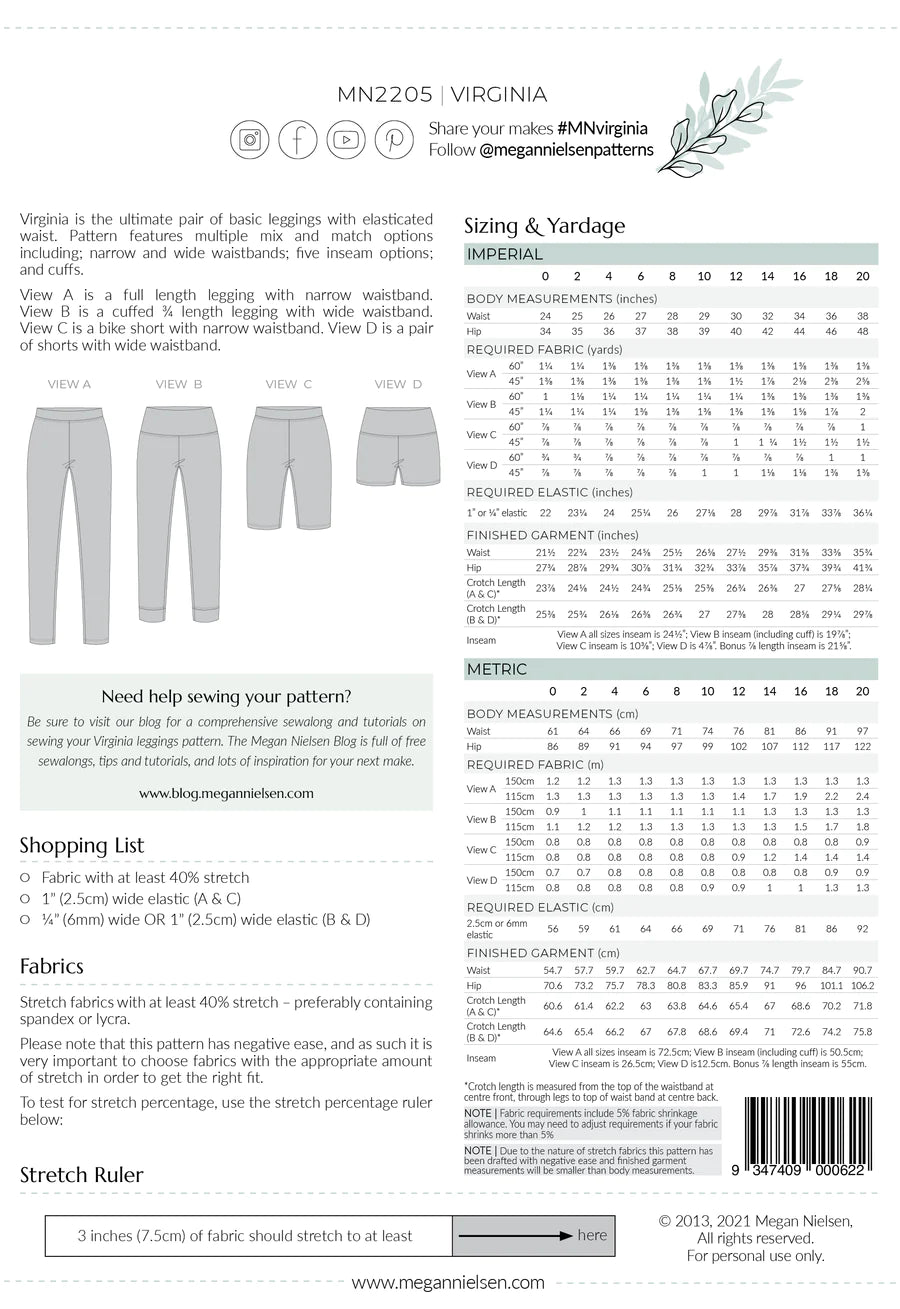 Virginia leggings pattern – Riverside Fabrics