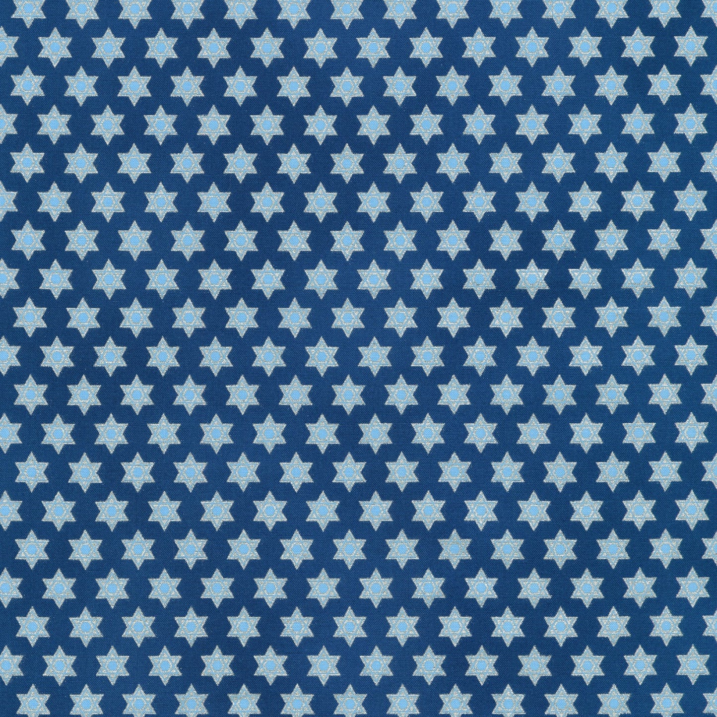 Star of David - Hanukkah - Metallic Blue - Cotton Fabric