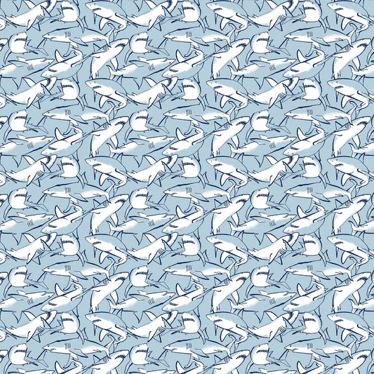 Starlight Sharks - Blue - Cotton Fabric