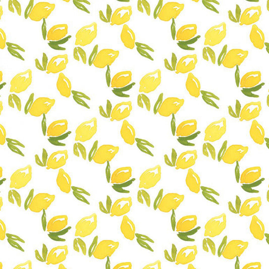 Lemons - Country Picnic - White -  Digital Print