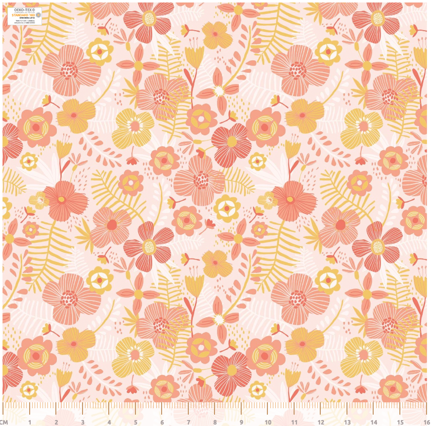 Jumbo Flowers - Coral - Cotton Poplin