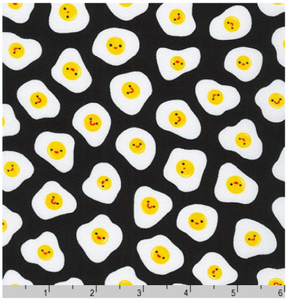 Eggs - Farm to Table - Black - Ann Kelle - Digital Print - Cotton Fabric