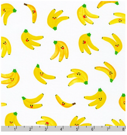 Bananas - White - Ann Kelle -  Digital Print - Cotton Fabric