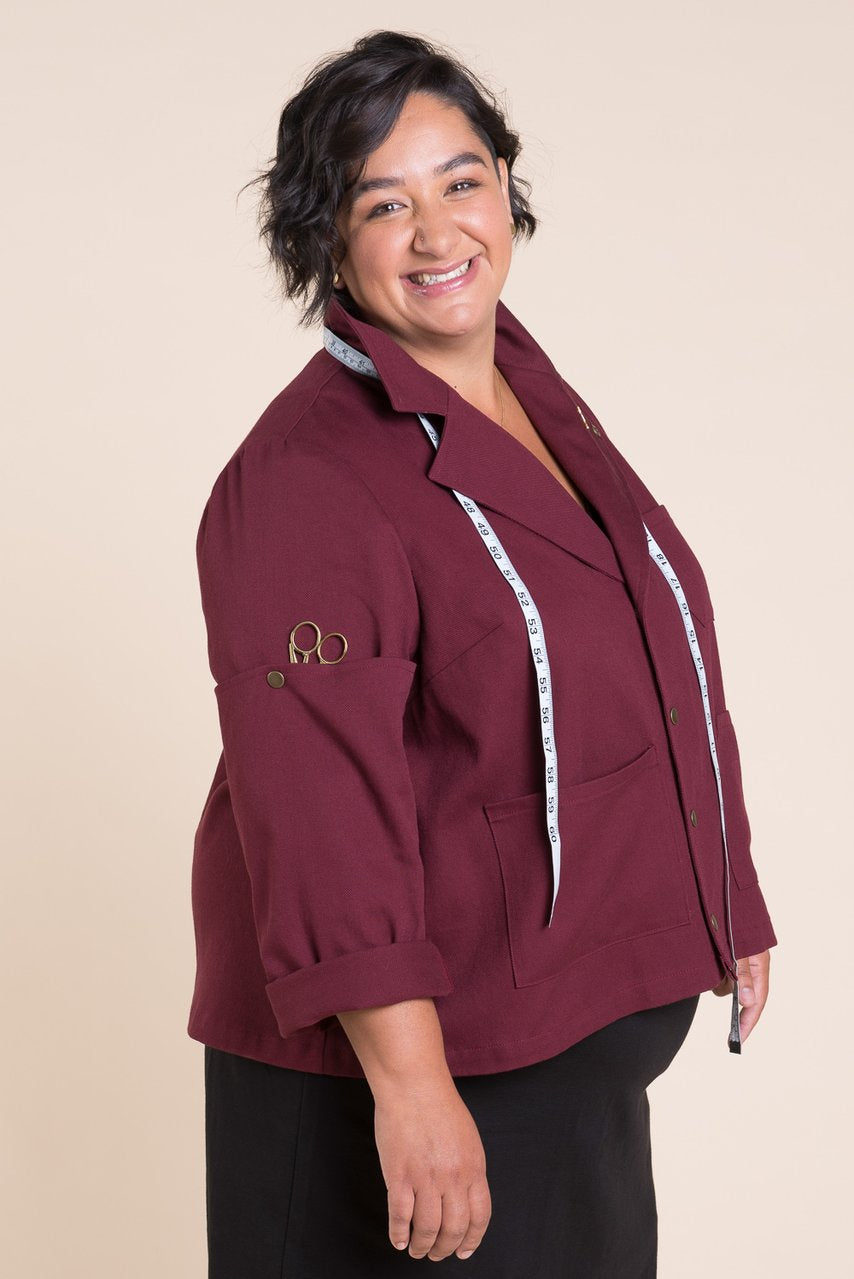 Plus size top burgundy jacket