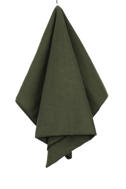 Organic Cotton Brushed Twill - Dark Olive Green - Local Deadstock