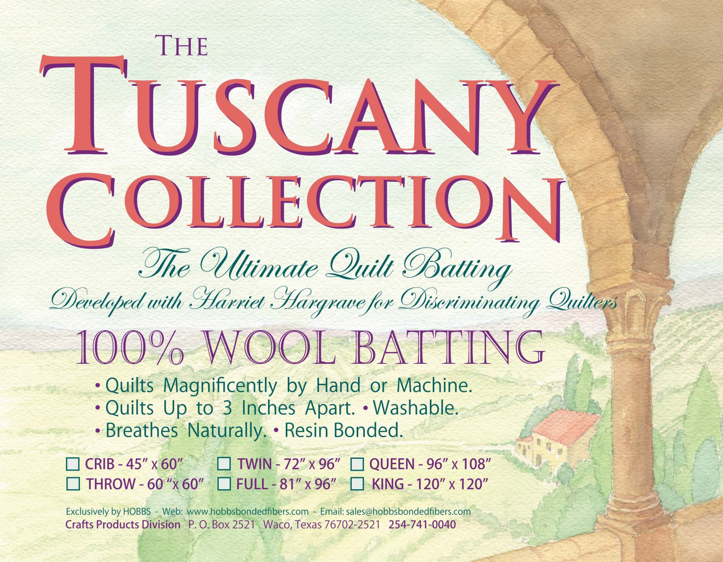 Tuscany 100% Washable Wool Batting - Throw 60in X 60in