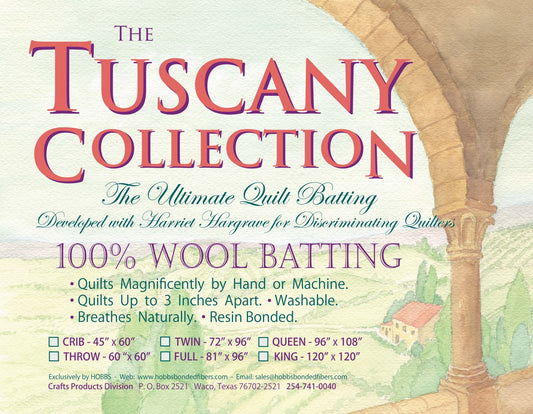 Tuscany 100% Washable Wool Batting - Crib 45in X 60in