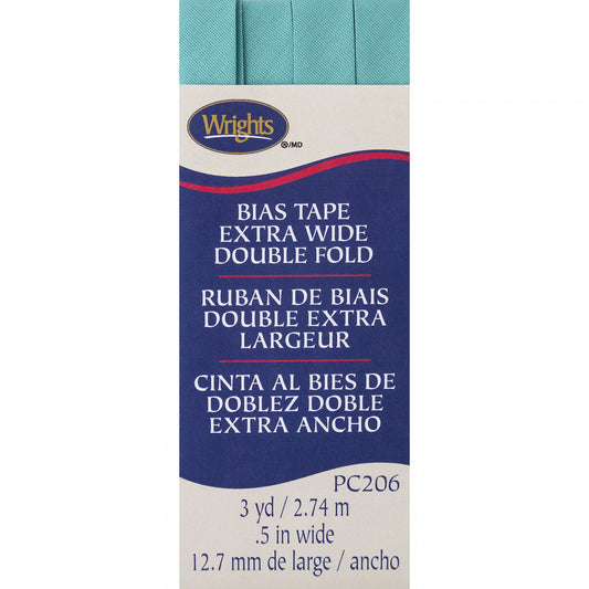 Wrights Bias Tape Extra Wide Double Fold 13mm x 2.75M Aquamarine #1371