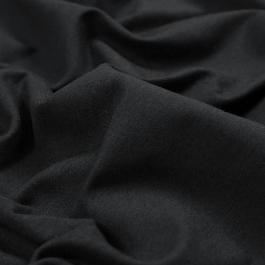 Solid Black 4 Way Stretch French Terry Knit Fabric With Spandex Fabric,  Raspberry Creek Fabrics