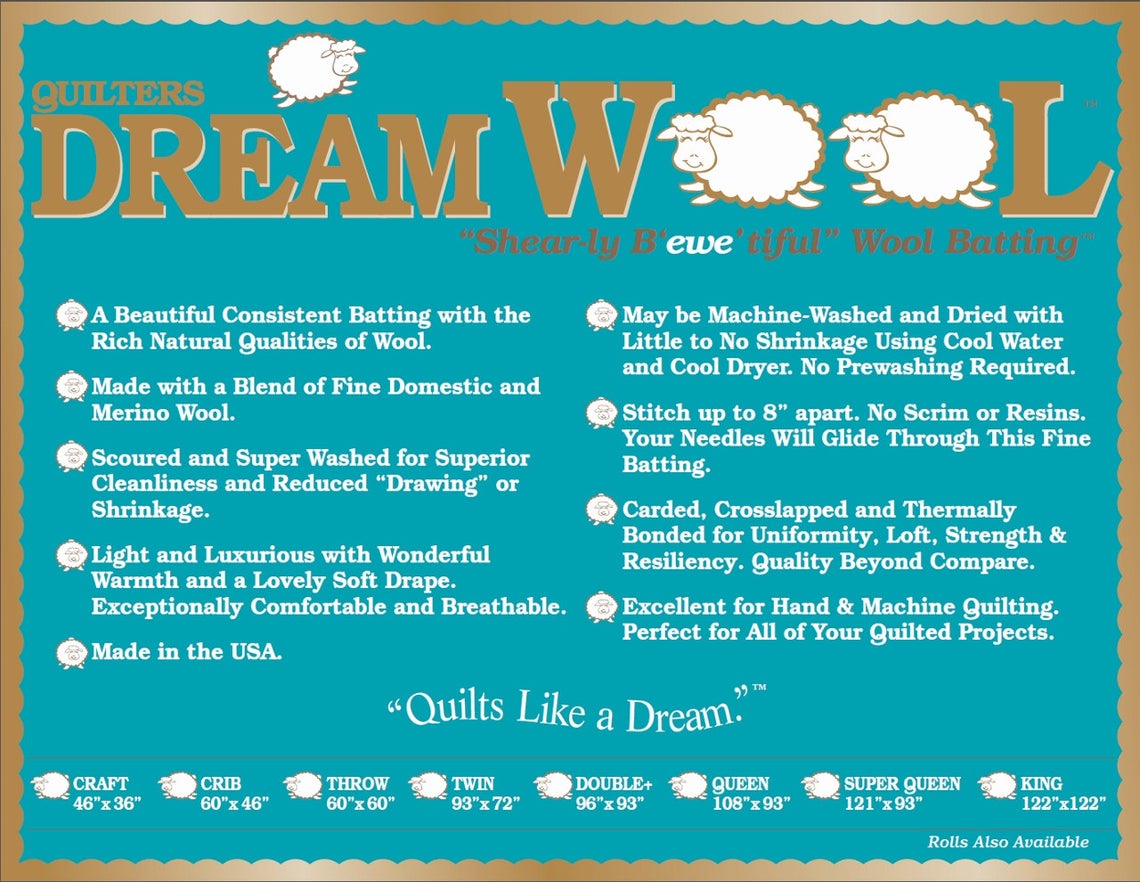 Quilters Dream Wool Batting - Crib Size 60" x 46"