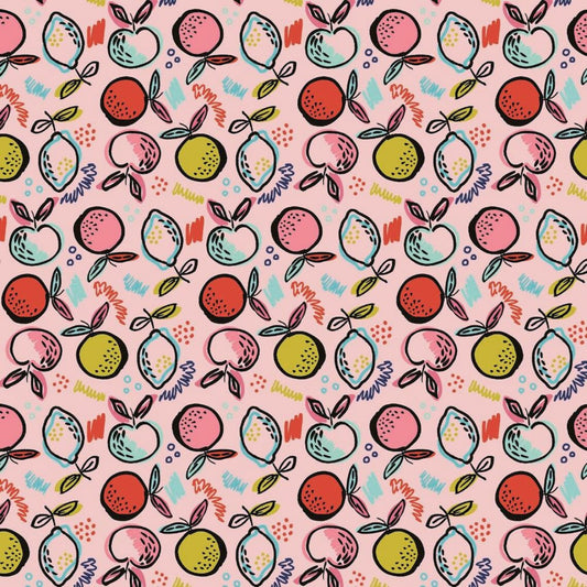 Lemons - Pink - GOTS Certified Organic Cotton Jersey Knit