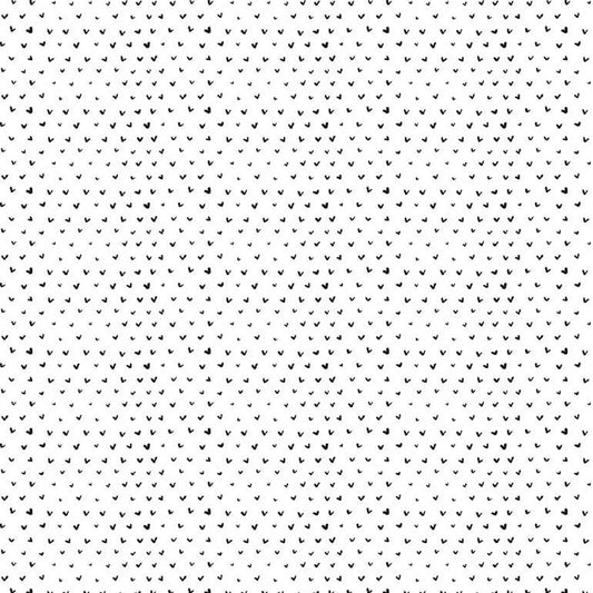 Intermix Wee Gallery Cotton Fabric - Tiny Hearts - Raven - Black on White